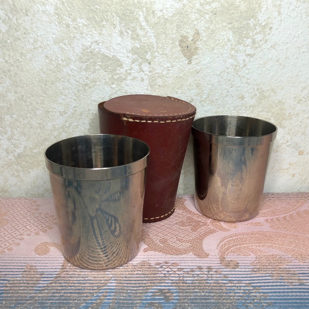 US Zone post WWII pair of cups/leather set